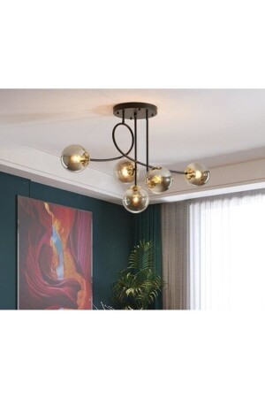 موديل MNZ-Pare رياضي حديث أسود 5 كرة الأرضية شمعة زجاجية مدخنة LMBDR00425 - Lambadar