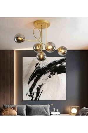 موديل MNZ-Pare رياضي حديث الذهب 5 قطع غلوب زجاج المدخن شمعة LMBDR00425 - Lambadar