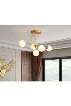 موديل MNZ-Pare مودرن سبورت الذهب 5 قطع غلوب زجاج أبيض شمعة LMBDR00425 - Lambadar