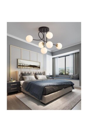 موديل MNZ-Pare رياضي حديث أسود 6-جولب شعلة زجاجية بيضاء LMBDR00426 - Lambadar