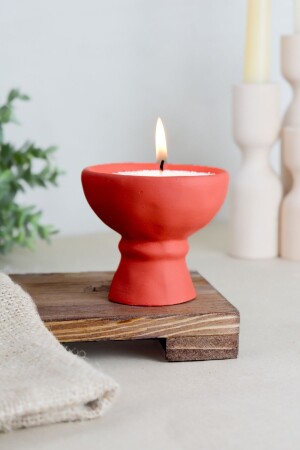 حامل شمعة من لون المرجان MNZ-Parla مع شموع مسحوق اللؤلؤ - Lalezen Home