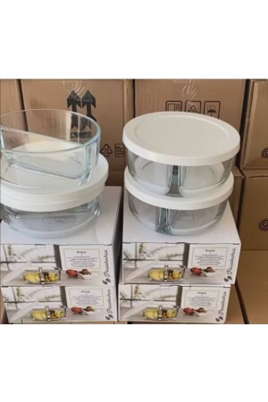 MNZ-Paşabahçe قطبي 4 قطع حاوية تخزين الزجاج مع اثنين (2) مقعدات، وعاء الإفطار 530683 TYC00525119304 - PAŞABAHÇE CAM