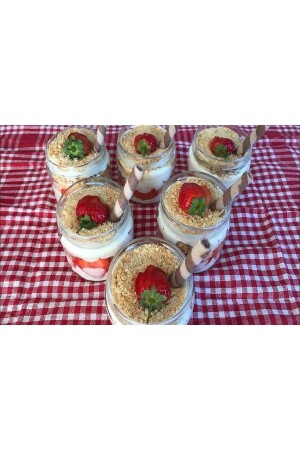 MNZ-Paşabahçe 6-piece Magnolia Glass Jar Magnolia Pudding Dessert Cup Bowl Set مع غطاء ملون - Lizya