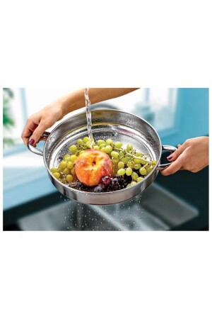 MNZ-Pasta Strainer مع مسدس لا يحول للصدأ 28.5 سم مسدس-strainer-2 - emrullah