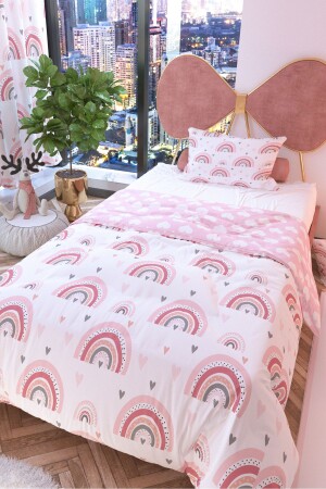 MNZ-Pastel Rainbow مضاعفة الجانب الأطفال غطاء القماش المعدل القطن - Rivaistanbul
