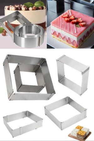 MNZ-Pastry كعكة التجميل الخبز 20 سم مربع قابلة للتعديل حلقة الكعكة الكبيرة كعكة الشطرنج مربع المقبض P221 - Utelips