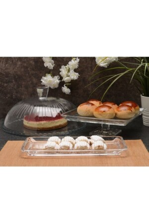 MNZ-Patisserie Madlen خدمة كعكة عرض الصحن مجموعة 3 قطع. مجموعة كعكة pb950007-3 - Paşabahçe