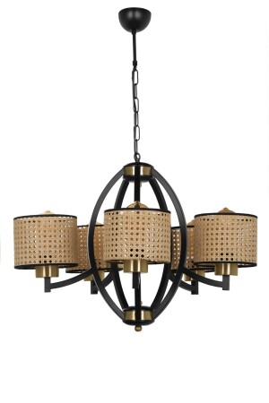 MNZ-Paul 5 Piece Black Candlelier مع شمعة رطاني 8345-5 - Lumexx