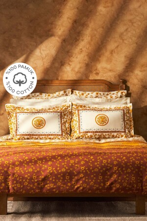 MNZ-Paye Selçuklu Series Anka Mustard 100% القطن المزدوج الغطاء الغطاء مجموعة 200. 20. 01. 0611 - Karaca Home