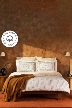 MNZ-Paye Seljuk Series طائر الخردل 100% القطن غطاء ملابس مزدوجة غطاء خياطة مجموعة 200. 20. 01. 0614 - Karaca Home
