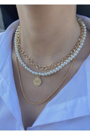 مقعد مزيج من سلسلة الذهب من ميداليون MNZ-Pearl - Takıtarzım