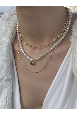 قلادة مزيجية من MNZ-Pearl Heart - Takıtarzım