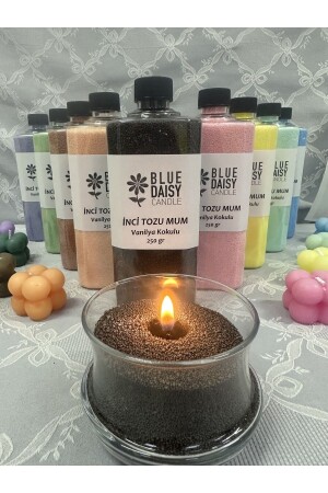 شمعة منقوشة من MNZ-Pearl Powder (مع 30 ويكس) فانيلا ذوق أسود 250 جرام - Bluedaisycandle