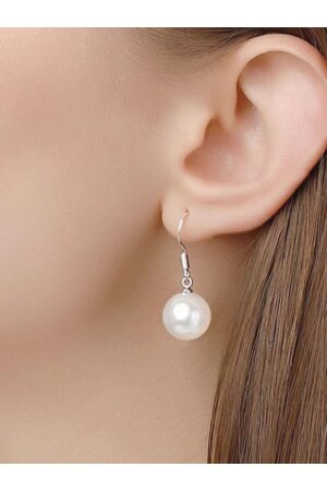 أرقام الأذن الفضية من النساء من MNZ-Pearl Round Hanging Hook Model 8 Mm MISSKUPE36 - bymissmücevherat