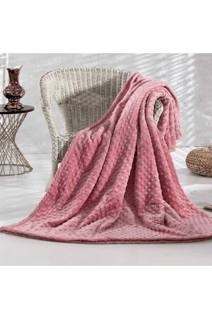 MNZ-Pearly Pink Double Bud Soft Blanket ميرينو P18862S8436 - NİVEMESHOME