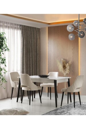 مقعد طاولة الطعام من طراز MNZ-Pebble MDF Set 90x145cm - Erezogulları Mobilya