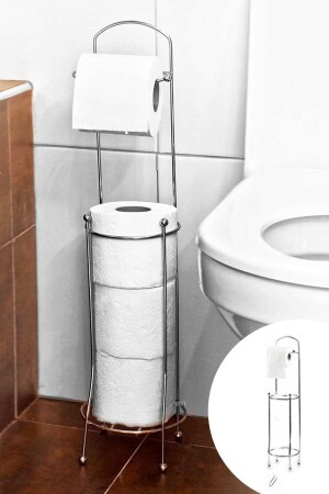 MNZ-Pedestal Toilet Roll Holder Wc Paper Holder Wc-1 حامل ورق تواليت غير المقاوم للصدأ - morponi