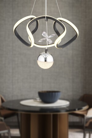 MNZ-Pelin Single Black Chrome 3 Color 40 وات LED غرفة المعيشة الحديثة، القاعة، القاعة أدت الشنادل 4045-01-BL-CH - Apliqa