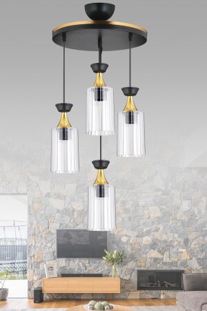 شريط مصباح MNZ-Pendant 4 قطع أسود الأنبوب ميكا الزجاج الشفاف الصفراء شريط شمعة حديثة TYC00765172211 - Genel Markalar