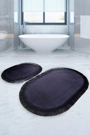 MNZ-Pera الأسود 2 قطعة حمام المطبخ المجموعة غير المنزلقة القاعدة محطمة طاسة الحمام المجموعة Pera2liBP - Bonny Home