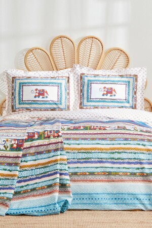 MNZ-Perez Mustard 100% القطن المزدوج المزدوج الهدية غطاء القماش المجموعة 200. 18. 01. 0015 - Karaca Home