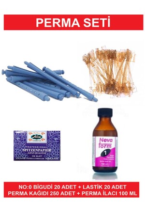 مجموعة من الملفات المعدنية من طراز MNZ-Perm Set No:0 رقيقة 20 قطعة 0 رقم الملفات 20 مطاط Perm Paper Perm Medicine - Kocaman Kozmetik