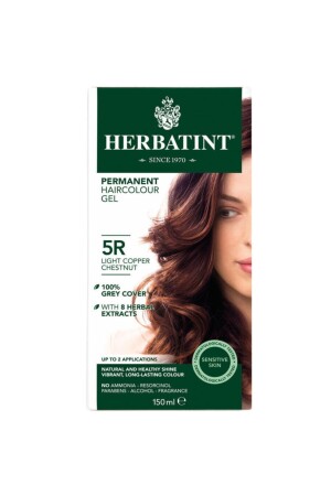 MNZ-Permanent Herbal Hair Care صبغة ضوء الكستينة 5R النحاس الخفيفة البني 150 مل 8016744500203 - Herbatint