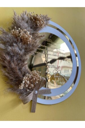 MNZ-Personalized Named Gold-white Pampas Plexi خشبية الباب زينة أرائل32 - AralsTasarım