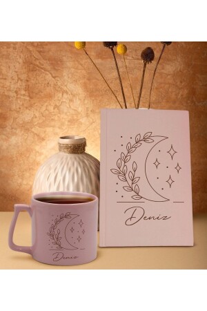 MNZ-Personalized Named Pink Hard Cover Notebook and Middle Mug Set، Bitmeden129533 - Bk Gift