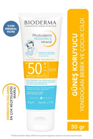 MNZ-Photoderm Pediatrics معدني SPF50+ حديث الولادة الطفل الحمراء الشمسية عالية الحماية 50 جرام - Bioderma