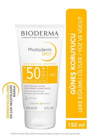 MNZ-Photoderm SPOT SPF50+ مضادة للزلاء حماية عالية من الوجه والجسم كريم أشعة الشمس 150 مل - Bioderma