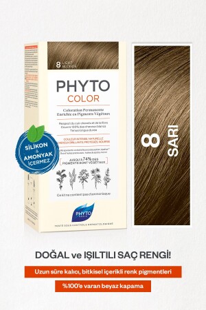 MNZ-Phytocolor 8 الصفراء خالية من الأمونيا لون الشعر العشبية الدائمة 3338221002440 - Phyto