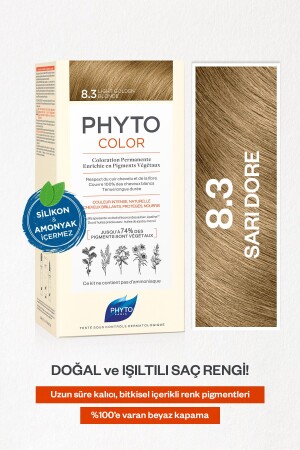 MNZ-Phytocolor 8.3 صفراء صفراء بدون أمونيا صبغة الشعر العشبية الدائمة 3338221002464 - Phyto