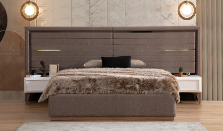 سرير ورفة رأس (MNZ-Pier Base Bed and Headboard) - 306 سم - Cadde Yıldız