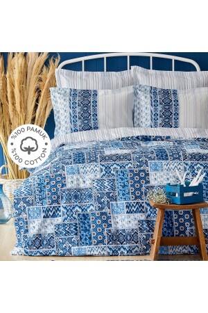 مجموعة من القماش الأزرق من قماش MNZ-Pietra Double Duvet Cover Set 200 18. 01. 0285 - Karaca Home