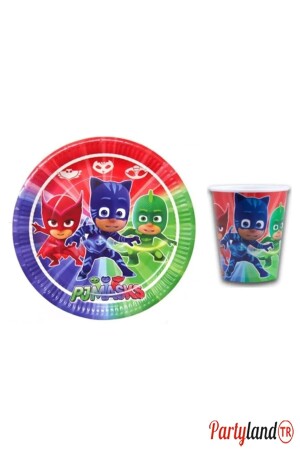 MNZ-Pijamaskeliler Pj Mask Pija Maskeliler 16 طبق 16 كوب PL-PIJA-02 - PartylandTR