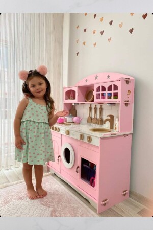 مطبخ لعبة خشبية من لون MNZ-Pink (مع 1 LED) - Hedef