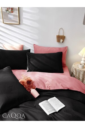 MNZ-Pink Black Sheet Elastic Reversible Duvet Cover Set TYC00773270563 - CAQQA