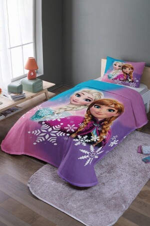 MNZ-Pink Blue Elsa نمط غطاء سريري واحد و مجموعة البيك - Evpanya