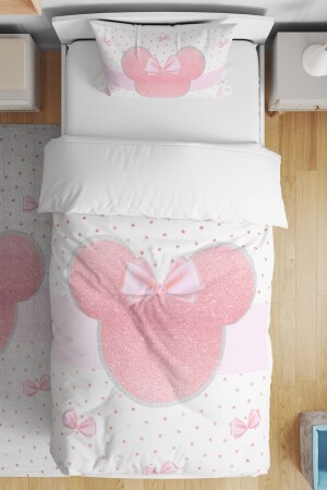 MNZ-Pink Dotted Mickey Patterned Single Baby Kids Bedding Set evnev00147 - Evpanya
