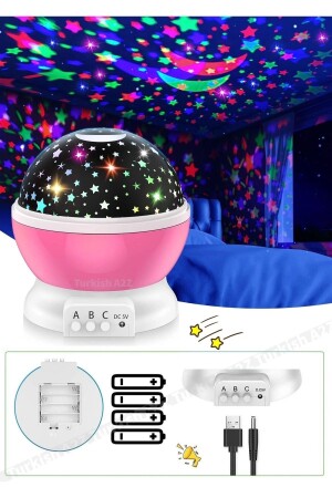 MNZ-Pink تدور القمر اللونية النجم السماء التفريحي الليل الضوء الأطفال غرفة حفلة الأطفال - Greathings