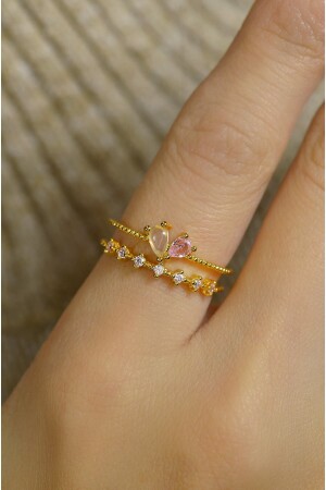 MNZ-Pink Heart Thin Ring حلقة صغيرة من الحجر قابلة للتعديل - Sacce Scarves&Accessories