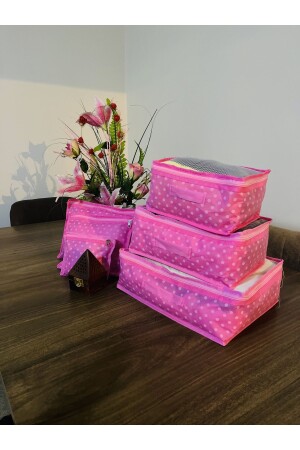 MNZ-Pink Polka Dot A نوعية المعدات منظمة حقيبة السفر - Aleria Concept