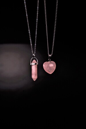 MNZ-Pink Quartz حزمة عنق حجر طبيعي لعشاق وأصدقاء - Doodle