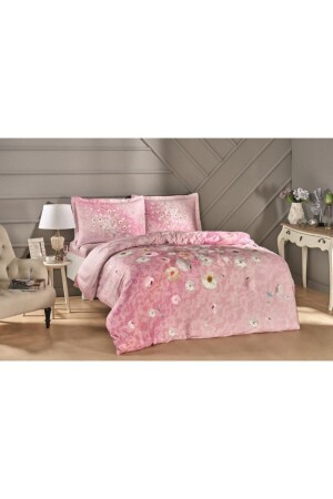 MNZ-Pink مضاعفة ساتيين غطاء غطاء مجموعة Serlina بدون مرنة 200 سم × 220 سم 8682475039864 - Taç