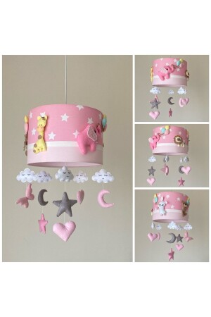 MNZ-Pink Star مخلوط الحيوانات صورة طفل فتاة غرفة الأطفال شمعة ANIMAL1 - atölye ay ışığı