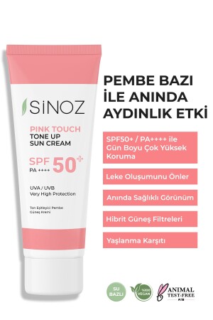 MNZ-Pink Touch SPF 50 لون البشرة يضيء يوازي لون الوجه الوردي كريم الشمس 50 مل لجميع الجلد - Sinoz