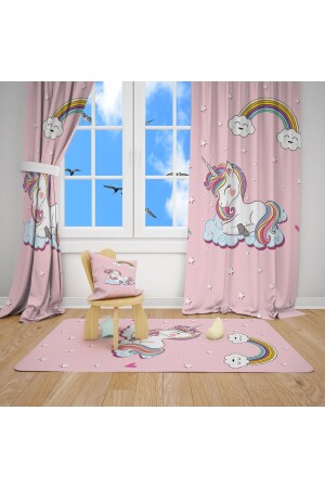 غرف الأطفال المكونة بالكامل من طراز MNZ-Pink Unicorn and Rainbow E50301 - EVSEHOMES
