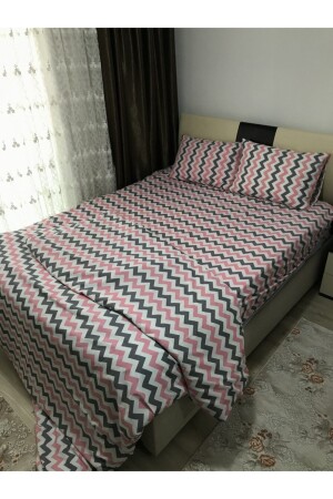 MNZ-Pink Zigzag غطاء غطاء مزدوج 2SNR2ZGS - SNR HOME COLLECTION
