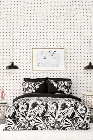 MNZ-Pio Black Double Satin 100% قطن غطاء غطاء القطن 200 مجموعة 21. 01. 0033 - Karaca Home